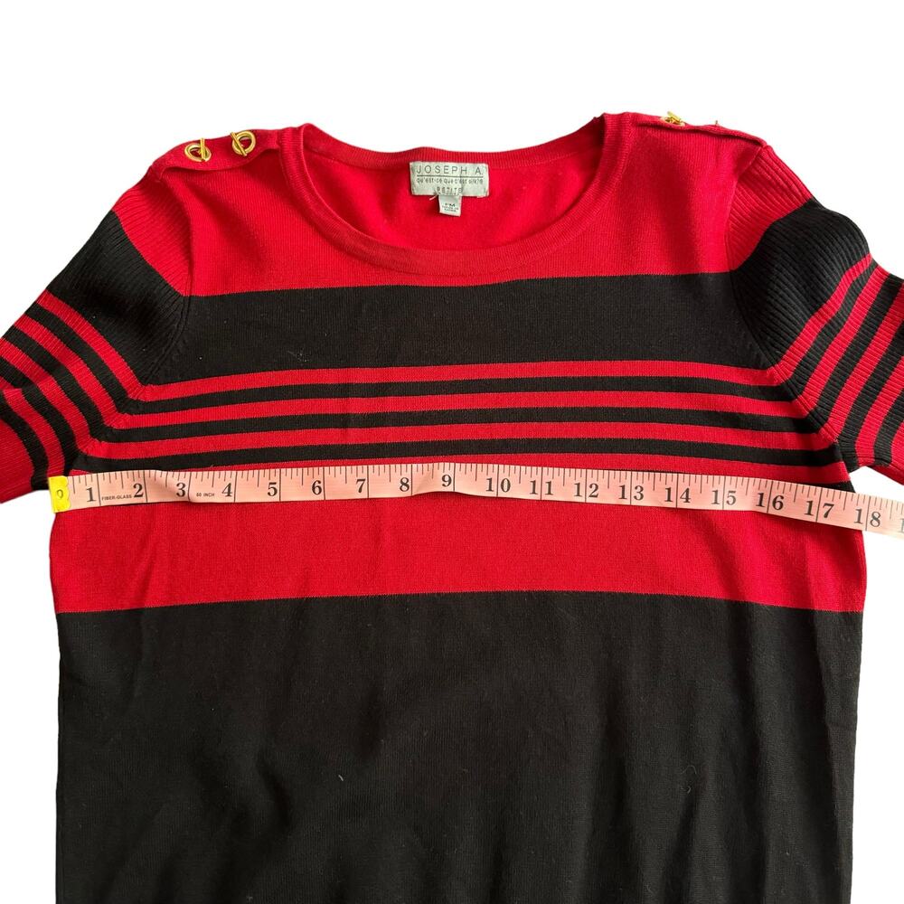 Joseph A. Petite Red and Black Striped Sweater Sweater - Picture 7 of 8